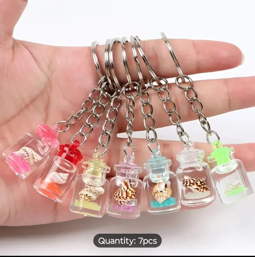 Mini Sea Bottle Keychains – Shell in Bottle Charm (1 Pc)