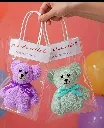 Cute Teddy Towel with Transparent Gift Bag – Soft Bear Shape Hand Towel (1 Pc)