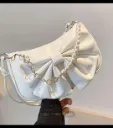 The "Chic Bow" Pouch Bag with Pearl Chain Accent