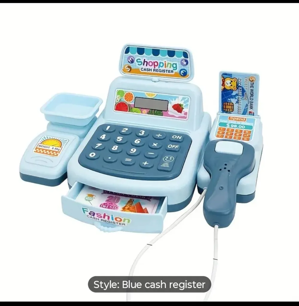 Kids Shopping Cash Register Toy – Blue Cash Register Set