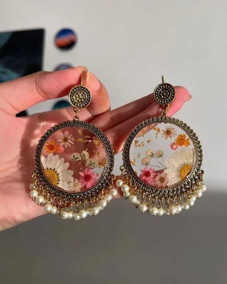 Pressed Flower Resin Earrings