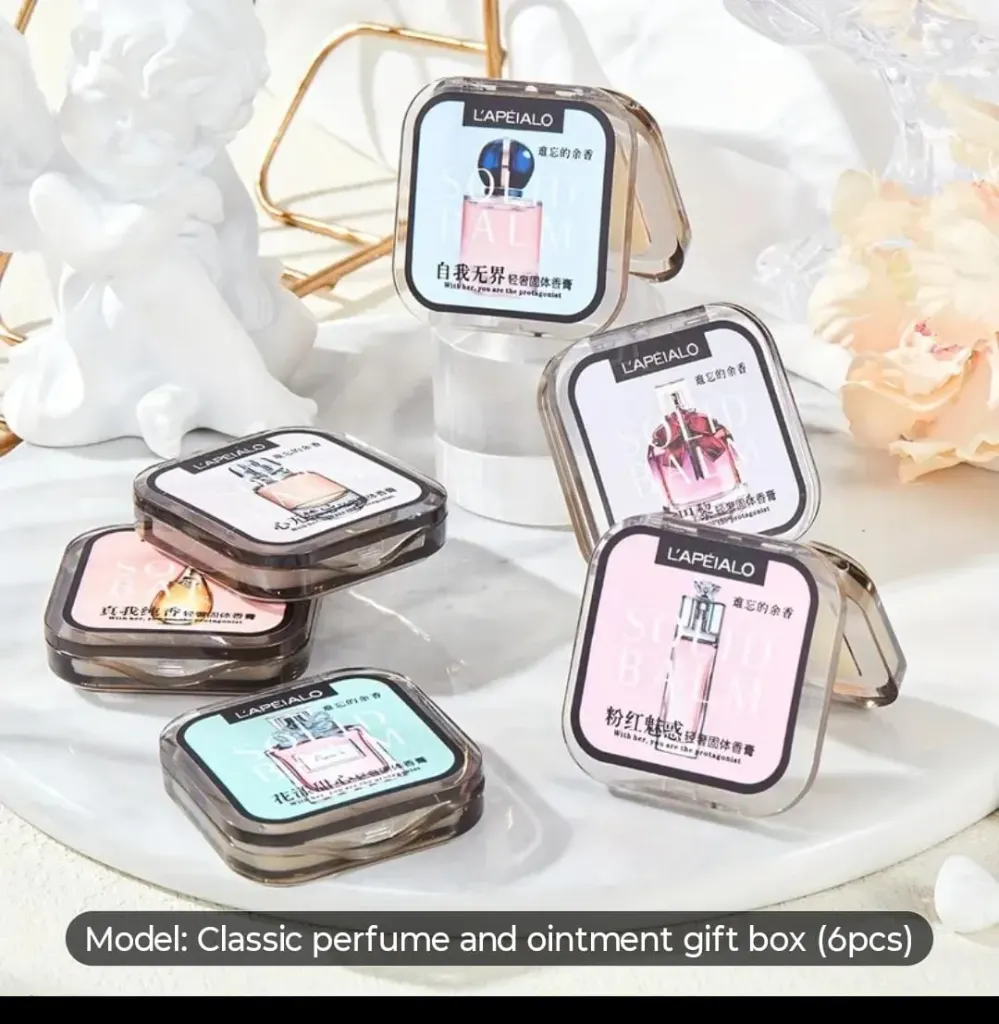 6pcs Classic Women'S Perfume Balm Gift Set - Jasmine | Tuberose | Freesia | Citrus | Grapefruit | Cedar | Sandalwood, Floral Notes, Oriental Woody Scent, Long-Lasting Fragrance, Compact Size for On-The-Go Touch-Ups, Comfortable And Non-Irritating Scent