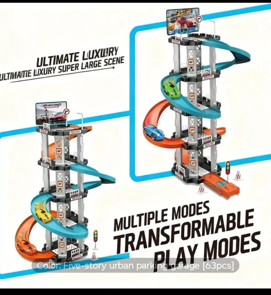 Story 3D Parking Garage Track Set with 2 Race Cars