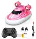 1/32 Scale RC Boat with LED Lights & Remote Control - - 2.4G Radio, Pink/Green Racing -like Design Toy for Pool, Bathtub, Lake.