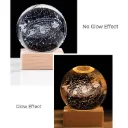 3D Galaxy Crystal Ball Lamp – Solar System Laser-Engraved with Wooden LED Base
